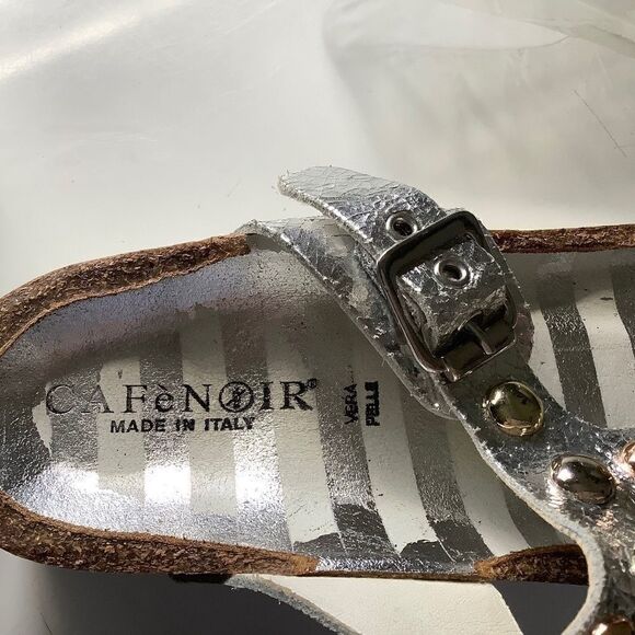cafenoir MADE IN ITALY SILVER METALLIC GENUINE LEATHER WOMAN SAND… - Picture 5 of 15